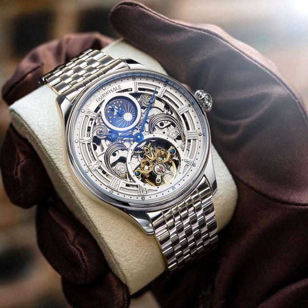 80 Mark Huafei's New Lunar Phase Tourbillon Mechanical for Live Streaming, Business Waterproof, High-end Steel Belt Men's Watch 95, Blue
80 Mark Huafei's New Lunar Phase Tourbillon Mechanical for Live Streaming, Business Waterproof, High-end Steel Belt Men's Watch 95, Blue
