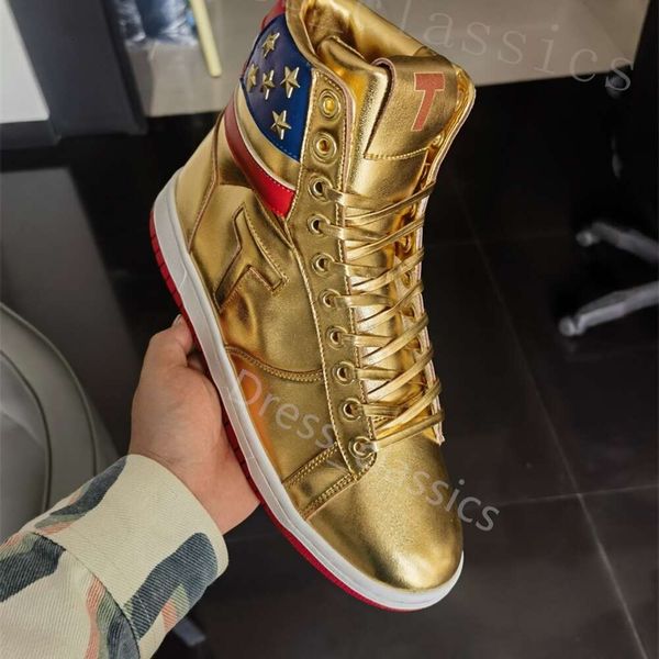 

T-Designer Running Shoes kid shoe Sneakers basketball The Never Surrender High-Tops TS Gold Custom Men Outdoor Comfort Sport Trendy Lace-up T TRUMP SNEAKERS run shoe, Gold 1