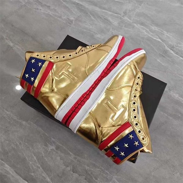 

T-T Trump Sneakers The Never Surrender High Top Sneaker Gold mens women casual basketball shoes big size 47