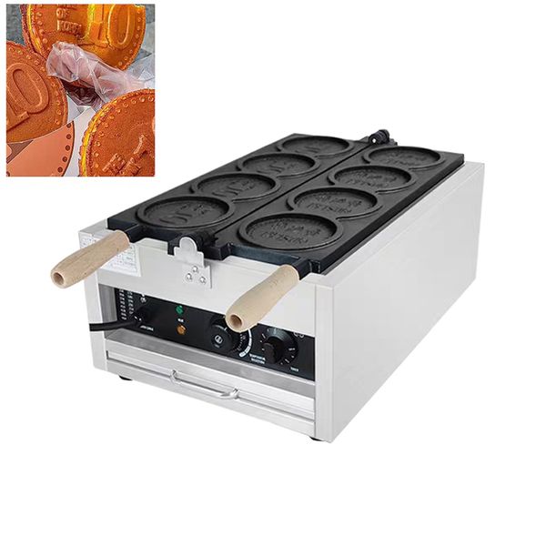 DHgate Non-stick Coating Korean Gold Coin Waffle Machine Commercial Cheese Bread Cartoon Coin Scones Waffle Maker listed by DHgate