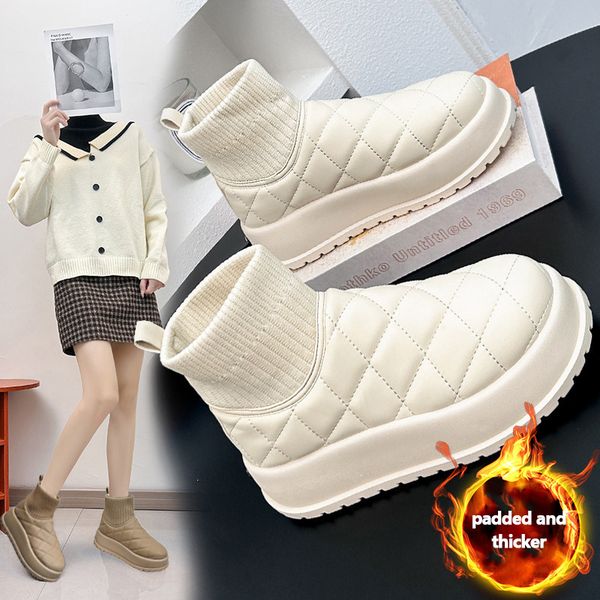 Snow boots women 2024 new winter short tube warm padded thickened knitted mouth high gang thick bottom cotton shoes, Black
Snow boots women 2024 new winter short tube warm padded thickened knitted mouth high gang thick bottom cotton shoes, Black