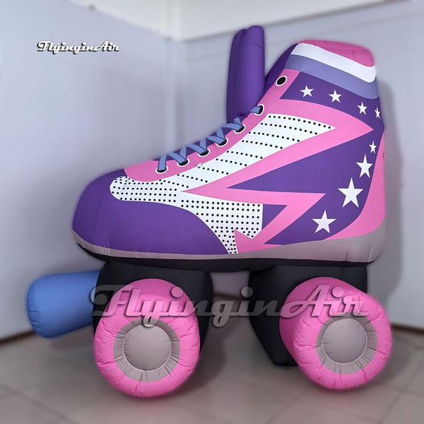 3m Customized Large Inflatable Roller Skate Model Air Blow Up Replica Of Shoe With Four Wheels For Advertisement or Stage Show