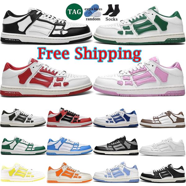 

Free Shipping Designer Skel-Top Low Casual Shoes Skelet Bones Runner Top Low Skel Skeleton Women Men Sneakers Black White Genuine Leather Lace Up shoe, Color 14