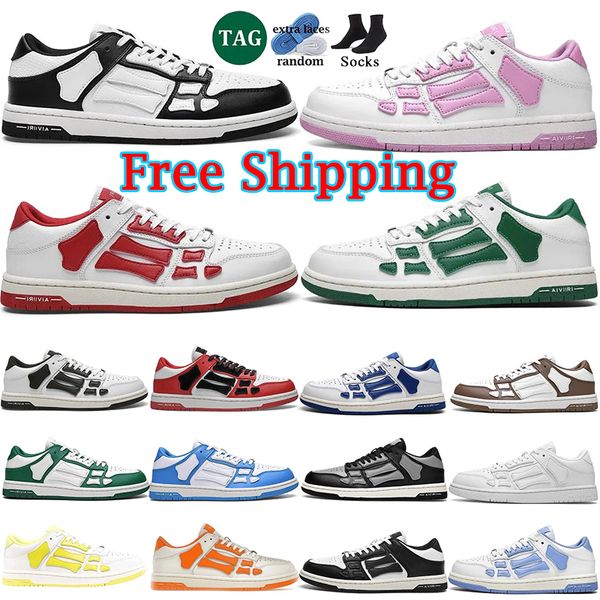 

Free Shipping Designer Skel-Top Low Casual Shoes Skelet Bones Runner Top Low Skel Skeleton Women Men Sneakers Black White Genuine Leather Lace Up shoe 36-45, Color 14