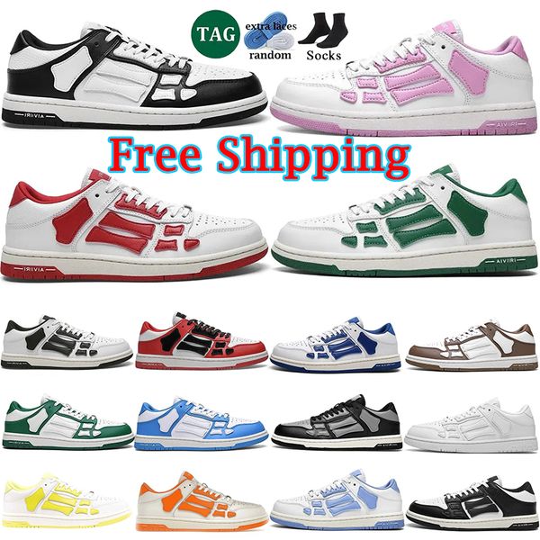 

Free Shipping Designer Skel-Top Low Casual Shoes Skelet Bones Top Low Skel Skeleton Women Men Sneakers Black White Genuine Leather Lace Up shoe, Color 3