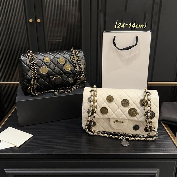 Cf Designer Badge Women Shoulder Bag Leather Diamond Classic Gold C Hardware Turnbuckle Luxury Handbag Matelasse Chain Crossbody Bag Large Capacity Sacoche Bag, Black
Cf Designer Badge Women Shoulder Bag Leather Diamond Classic Gold C Hardware Turnbuckle Luxury Handbag Matelasse Chain Crossbody Bag Large Capacity Sacoche Bag, Black