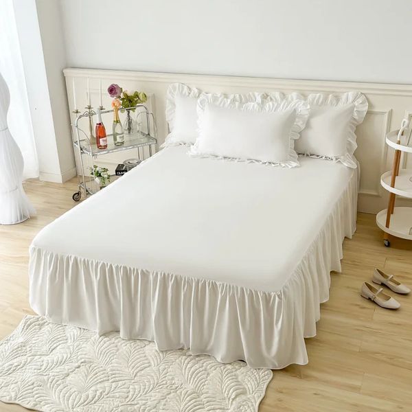 Solid color bedding lace pleated bedding 1-piece set of bedding bedding 241107