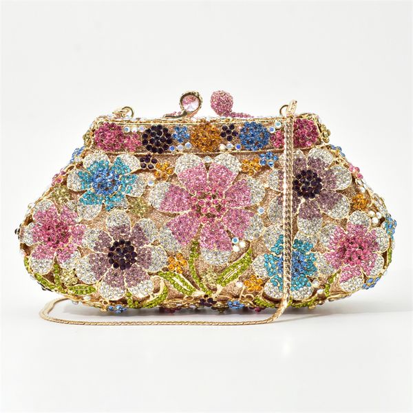 New Bling Crystal Bridal Wedding Bag Purses Flower Shape Di…