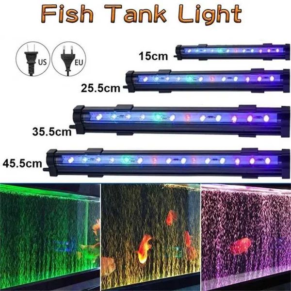 Aquarium Fish Tank LED Colorful Light EU/US Plug Submersible Waterproof Bar Strip Lamp Submersible Lightings Tank DecorationLX241107