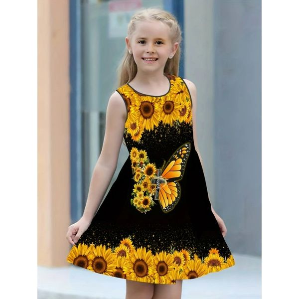 Girls Sunflower Print Sleeveless Dress Loose Fit and Comfortable Round Neck Summer Dress Kids Clothes, Black
Girls Sunflower Print Sleeveless Dress Loose Fit and Comfortable Round Neck Summer Dress Kids Clothes, Black