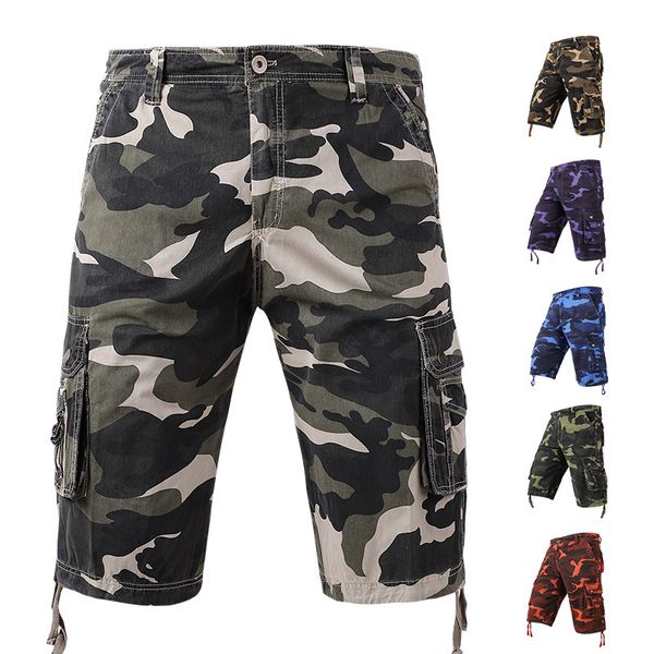 

Summer Designer Board Pants Gym Tooling Short Camo Multi-pocket Men's Cotton Cargo Shorts Cropped Pant Camouflage, Khaki
