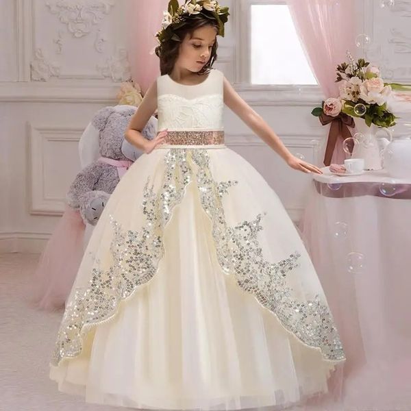 Elegant Girl Wedding Dress Floral Bridesmaid Banquet Gown Teen Girl Graduation Gown Princess Applique Lace Dress, White
Elegant Girl Wedding Dress Floral Bridesmaid Banquet Gown Teen Girl Graduation Gown Princess Applique Lace Dress, White