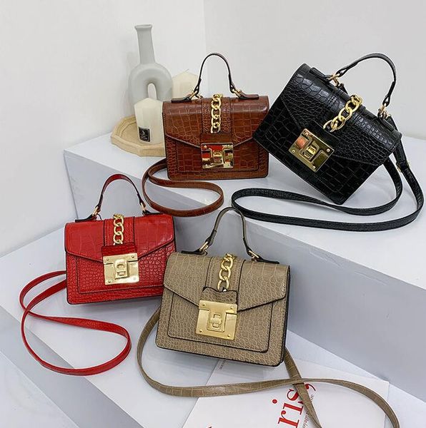 Fashion ladies shoulder bag 4 colors simple atmospheric pressure flower solid color leather handbag elegant Joker crocodile handbag gold buckle chain bag, Khaki
Fashion ladies shoulder bag 4 colors simple atmospheric pressure flower solid color leather handbag elegant Joker crocodile handbag gold buckle chain bag, Khaki