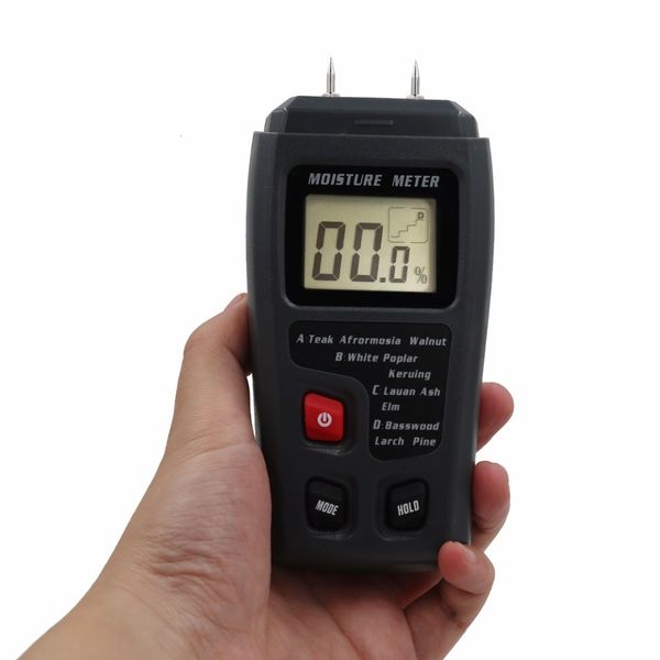 MT10 Wood Moisture Meter Wood Paperboard and Dry Cargo Humidity Tester Hygrometer Timber Damp Water Content Detector Two Pins
