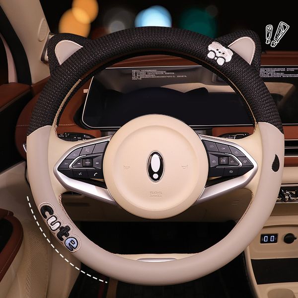 

cartoon plush winter car interior anti slip steering wheel cover