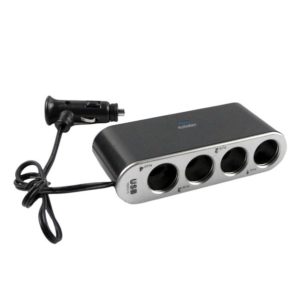4 Way Car Cigarette Lighter Socket Splitter 12V Car Power Distributor LED Light Power Socket Distributor Interior Replacement
