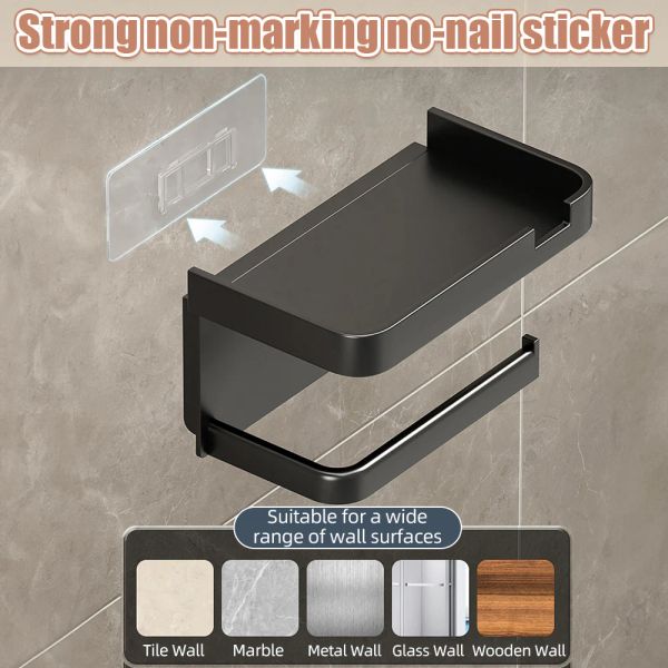 1PC Wall Mounted Toilet Paper Holder Paper Roll Holder With Storage Tray Toilet Organizer Phone Stand Bathroom Accessories