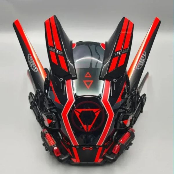 New Cyber Punk Helmet Mask Samurai Robot Tech Shinobi Special Punk Techwear With Led Light Cosplay Mask Kids Toy Xmas Gifts