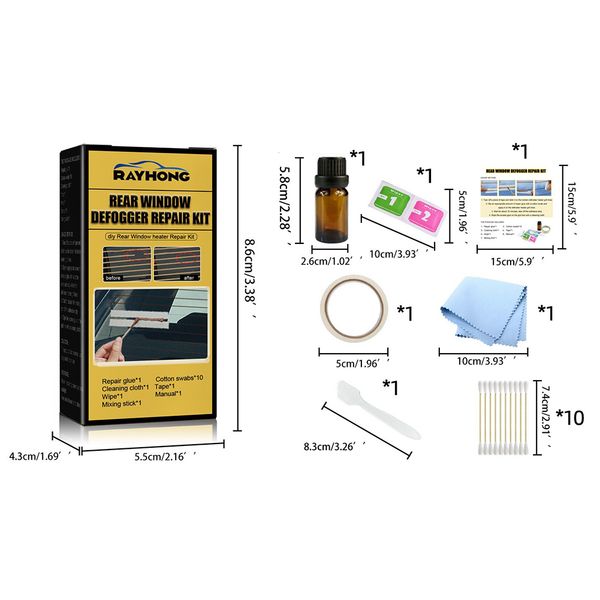 Car Rear Window Defogger Repair Kit DIY Quick Repair Scratched Broken Defroster Heater Grid Lines Care Repair Accessories Kit