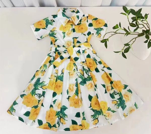 2024 Girls' Short Sleeved Dress Summer Children's Wear New Neck Casual Sports Flower, Yellow
2024 Girls' Short Sleeved Dress Summer Children's Wear New Neck Casual Sports Flower, Yellow