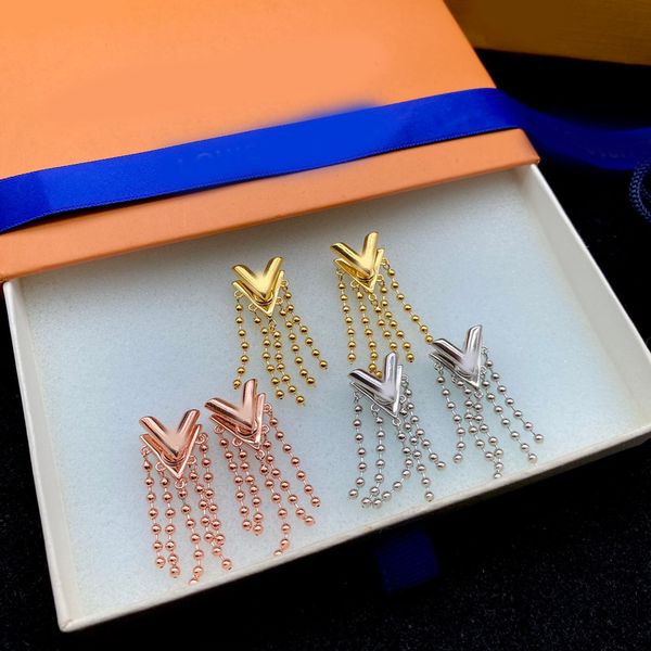 Elegant Earrings Brand Designer Letter Tassel Dangle Drop Earrings Gold Silver Plated Stainless Steel Ear Stud Fashion Women Jewerlry Wedding Party Gift
Elegant Earrings Brand Designer Letter Tassel Dangle Drop Earrings Gold Silver Plated Stainless Steel Ear Stud Fashion Women Jewerlry Wedding Party Gift