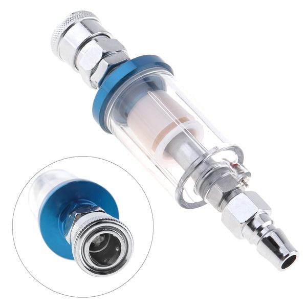 1/4 Inch Small Oil Water Separator Air Filter Pneumatic Tool with Pressure Feed Type Quick Connector for Pneumatic Spray Gun