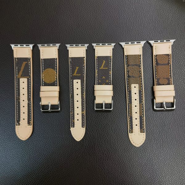 Straps Top designer Apple Watch Band 38 40 41 42 44 45 49 mm Flower Leather Watchs Strap Wristband For Iwatch 8 7 6 5 4 SE Watchbands