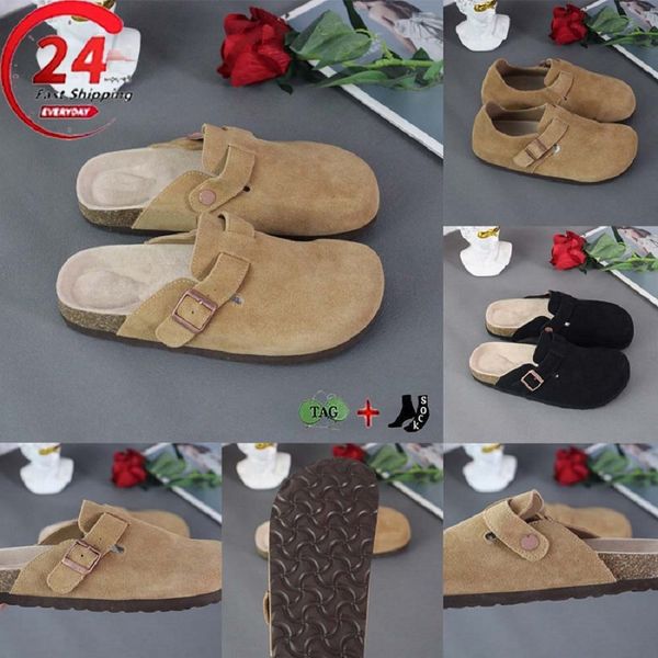 

Designer Clogs Slippers Sandals Slippers Slides Men Women Cork Flat Soft Suede Leather Outdoor Platform Slippers Top Quality, #b10