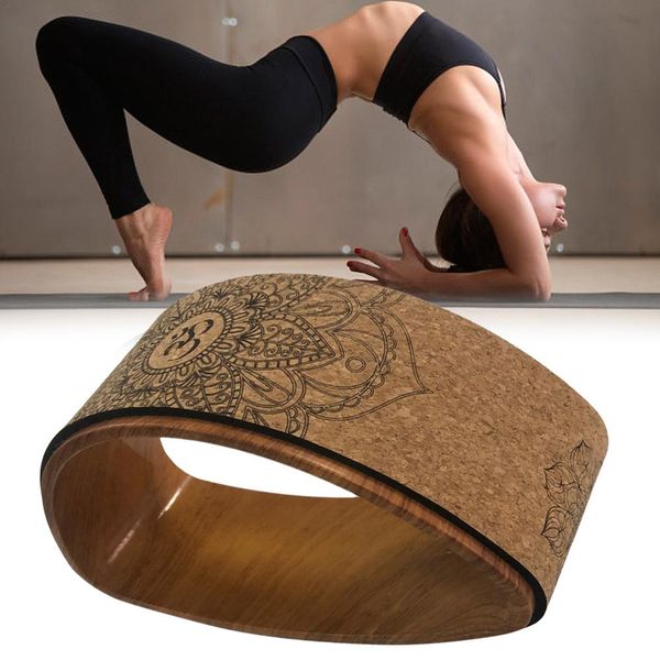 Wood Yoga Wheel Pilates With Buddha Lotus Professional TPE Yoga Circles Gym Workout Back Training Tool For Bodybuilding Fitness