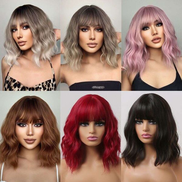 EMMOR new style neat bangs short curly hair bobo head chemical fiber wig full head cover, Blue
EMMOR new style neat bangs short curly hair bobo head chemical fiber wig full head cover, Blue