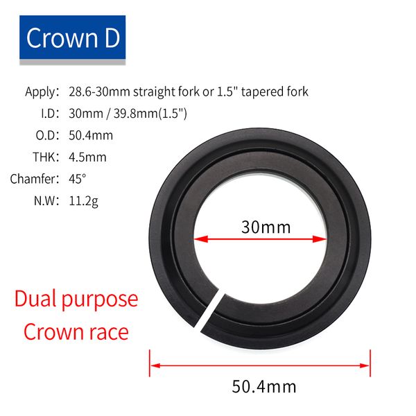 ZTTO Bicycle Fork Crown 45 Degree MTB Road Bike Headset Base Ring Spacer 28.6mm 39.8mm For 1.5 inch 1 1/8 Fork 52mm 54mm Headset