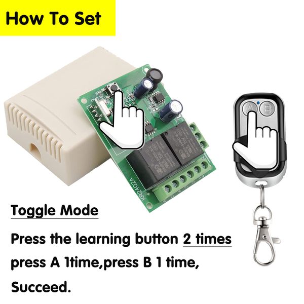433Mhz Remote Control Switch DC 6V 12V 24V 30V 2Channel RF Relay Receiver ON OFF Transmitter for Garage door Gate home appliance