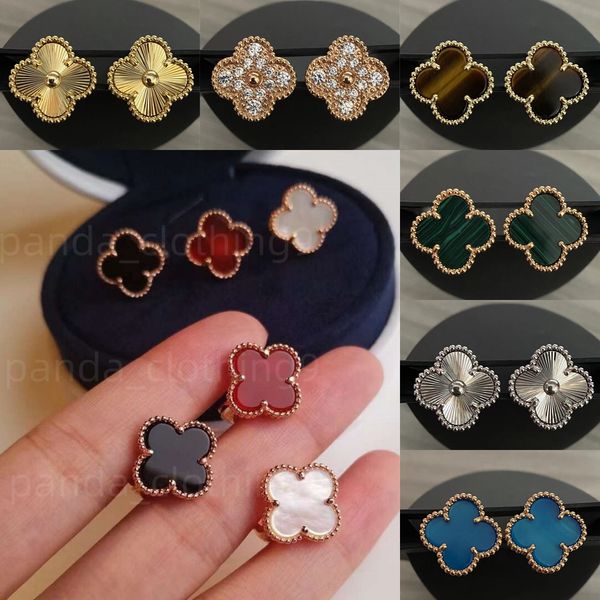 

designer earrings for woman 18 k gold earring No Fading Rose Gold Studs Agate Vintage Earring Valentine Wedding Gifts Fashion Vintage 4/Four Leaf Clover Earrings