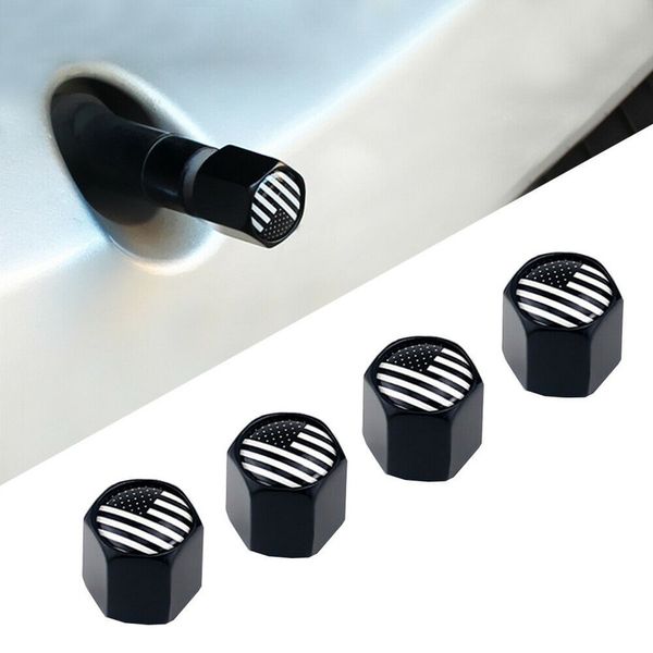 4pcs American Nipple Caps USA Flag Car Truck Wheel Tire Valve Cap Stem Covers Vintage Exterior Parts Car Tuning Accessories