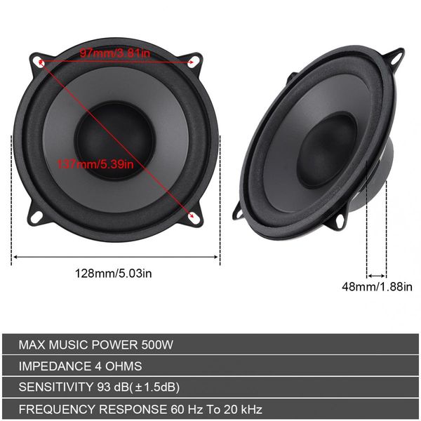 Inch 5 500W Car Speaker 2-Way HiFi Coaxial Auto Door Music Stereo Full Range Frequency Subwoofer Car Audio Automotive Speakers 00W motive s
Inch 5 500W Car Speaker 2-Way HiFi Coaxial Auto Door Music Stereo Full Range Frequency Subwoofer Car Audio Automotive Speakers 00W motive s