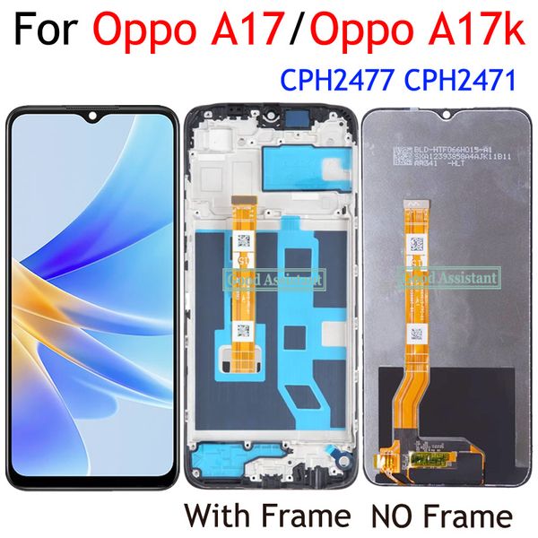 Black 6.56 Inch For Oppo A17 CPH2477 LCD DIsplay Touch Screen Digitizer Panel Assembly / With Frame For Oppo A17k CPH2471