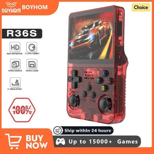 Portable Game Players BOYHOM NEW R36S Retro Video Game Console Linux System 3.5 Inch I Screen Portable Pocket Player 64GB 128G Games best Kids gifts R250324
