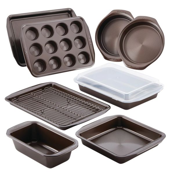 Abdo Nonstick Bakeware 10 Piece Bakeware Set, Chocolate Brown,Heavy-gauge Steel Core Heats Evenly,Baking Mold