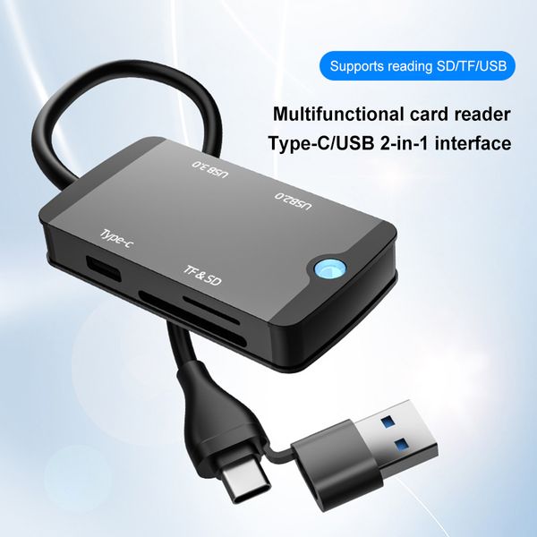 5-in-1 Type C Hub for SD/TF Card Reader Plug and Play for Mobile Phone Tablet Laptop Multifunctional Docking Station