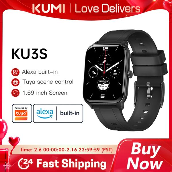 

KUMI Watches KU3S Alexa Smart Watch Tuya Call Sport Fiess Heart Rate Blood Pressure Sleep Monitor IP68 Waterproof Women Smartwatch watch