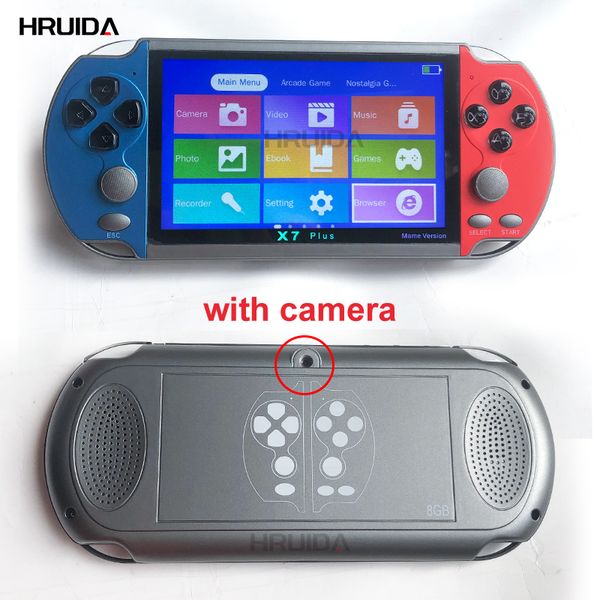 X7 plus Video Game Console 5.1 Inch Portable Camera Retro Game Console Built-in 10000+ Games Handheld Game Console for NES/GBA