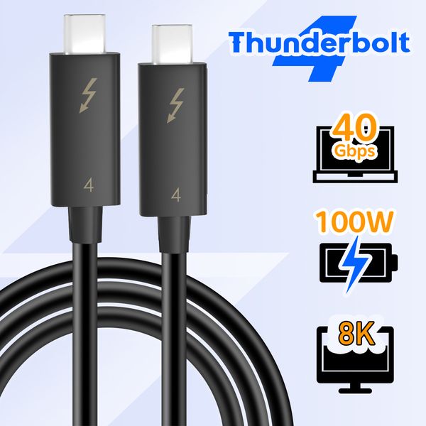 Thunderbolt 4 Cable Thunderbolt 3 USB 4.0 Cable Video 8K 60Hz 40Gbps PD 100W Fast Charge Certified Data Transfer
