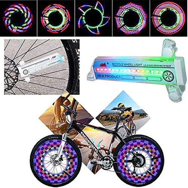 32 LED Colorful Mountain Bike Spoke Warning Lights Tire Signal Reflective Lamp Bike Accessories Bicycle Wheel Light Double Sided