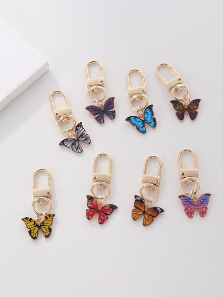 8pcs Boho Butterfly Keychain Cute Summer Animal Key Chain Ring Purse Bag Accessories Women Girls Gift Birthday Party