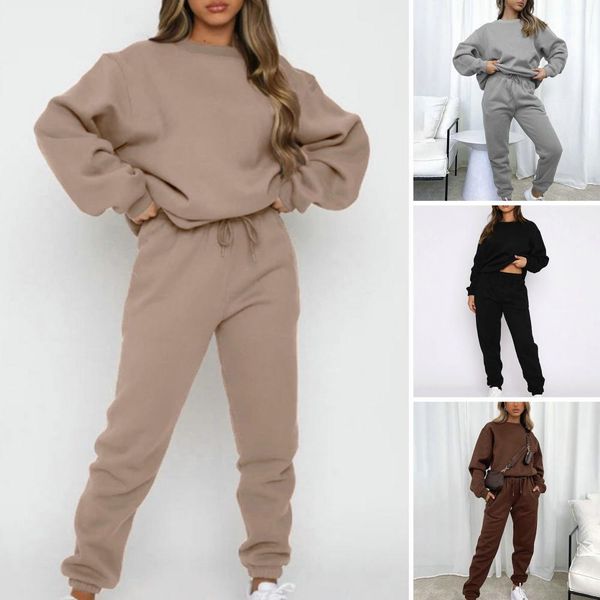 Women Suit Comfortable Women Suit Stylish Women's Two-piece Oversized Sweatshirt Baggy Sweatpants Set with Pockets for Home