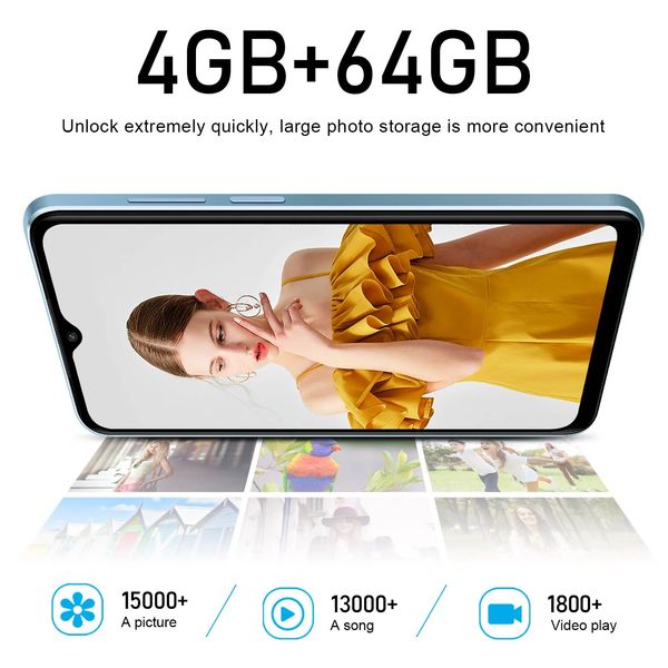 A08 A06 KXD Smartphone 6.52'' HD+ Screen Android 12 4GB+64GB Octa-Core Mobile Phone 13MP Camera 4500mAh 10W Charging Cell Phone, Black
A08 A06 KXD Smartphone 6.52'' HD+ Screen Android 12 4GB+64GB Octa-Core Mobile Phone 13MP Camera 4500mAh 10W Charging Cell Phone, Black