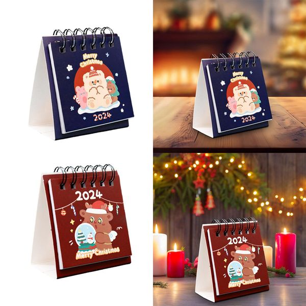 Twin Wire Binding Calendar Portable 12 Month Cute Standing Flip Desktop Calendar for Office Desk Planning Organizing Decoration