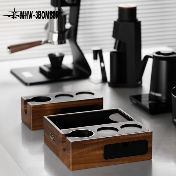 51/53/58mm Wood Coffee Filter Tamper Holder Coffee Knock Box Espresso Tamper Mat Stand Cafe Tools Coffee Accessories for Barista