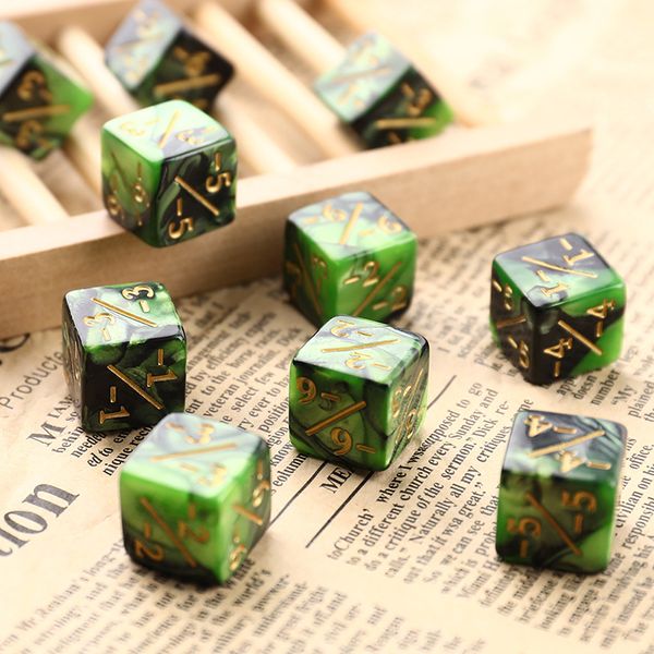 10Pcs 16mm 6 Side Dice Counters +1/-1 Dice Kids Toy Counting Dice For Game The Gathering, Card Gaming Dice