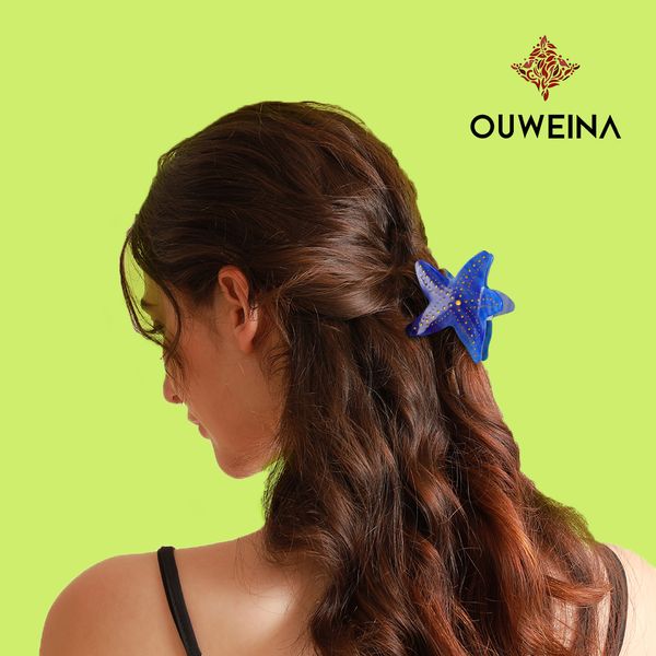 New blue starfish back of the head hair clips large grab clip splicing acetate shark clip headdress handmade printing
New blue starfish back of the head hair clips large grab clip splicing acetate shark clip headdress handmade printing